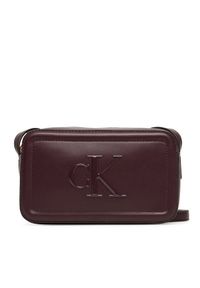 Calvin Klein Torebka Bold Ck Camera Bag LV04F3220G Bordowy. Kolor: czerwony. Materiał: skórzane