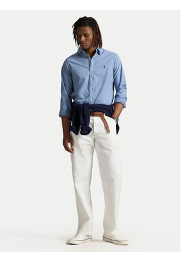 Polo Ralph Lauren Koszula 710804257059 Błękitny Slim Fit. Typ kołnierza: polo. Kolor: niebieski. Materiał: bawełna