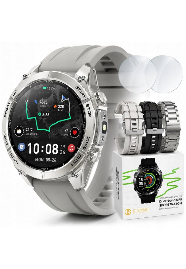 Smartwatch JG Smart SMARTWATCH MĘSKI WODOODPORNY IP69K DUAL GPS MAPY KOMPAS LATARKA DYKTAFON AI. Rodzaj zegarka: smartwatch