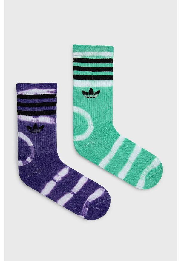 adidas Originals skarpetki (2-pack) HC9538 damskie kolor zielony HC9538-HIRGR/PURP. Kolor: zielony