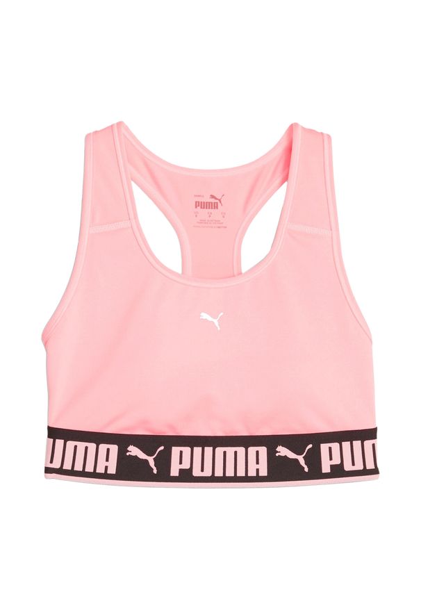 Stanik fitness cardio PUMA Mid Impact Puma Strong PM. Kolor: różowy. Materiał: poliester, materiał. Sport: fitness
