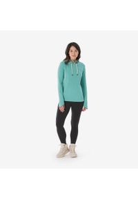 quechua - Bluza turystyczna damska Quechua NH100. Typ kołnierza: kołnierzyk stójkowy. Kolor: zielony. Materiał: materiał, poliester, bawełna. Sport: turystyka piesza
