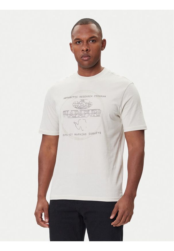 Napapijri T-Shirt S-Bald NP0A88SF Beżowy Regular Fit. Kolor: beżowy. Materiał: bawełna