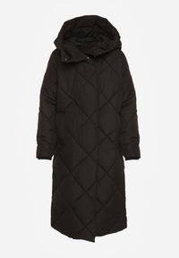 Born2be - Czarna Kurtka z Geometrycznym Pikowaniem Johnatta. Kolor: czarny. Wzór: geometria #2