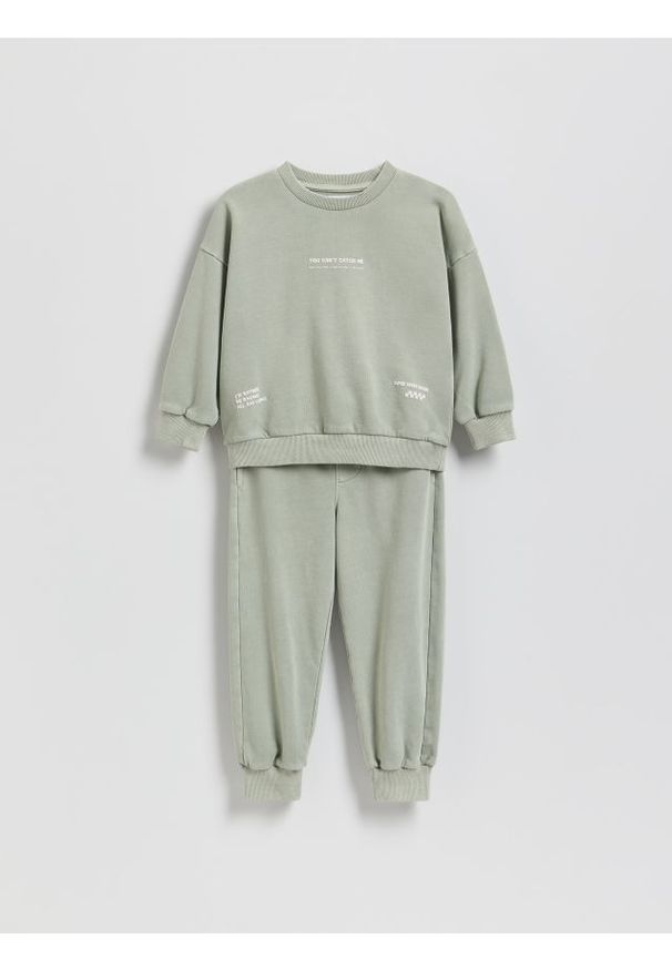 Reserved - Dzianinowy komplet oversize - jasnozielony. Kolor: zielony. Materiał: dzianina