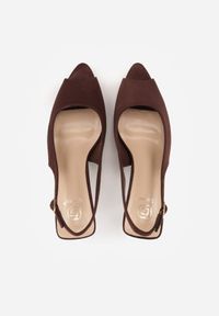 Born2be - Brązowe Sandały na Szpilce z Odkrytą Piętą i Palcami Zitena. Okazja: na co dzień. Zapięcie: sprzączka. Kolor: brązowy. Wzór: ażurowy. Obcas: na szpilce. Styl: casual, elegancki. Wysokość obcasa: średni #7