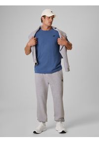 4f - 4F T-shirt regular gładki męski - denim XXL. Okazja: na uczelnię, na co dzień, do pracy, na spacer. Kolor: niebieski. Materiał: denim. Wzór: gładki. Styl: casual, klasyczny #2