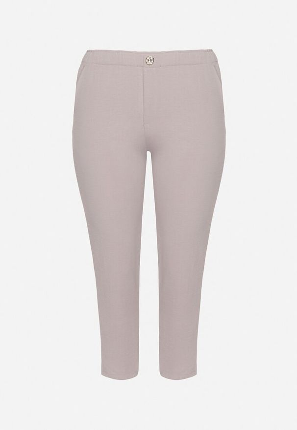 Born2be - Szare Spodnie o Prostym Kroju z Gumką w Talii Filavia. Okazja: na co dzień. Kolor: szary. Styl: elegancki, casual, sportowy