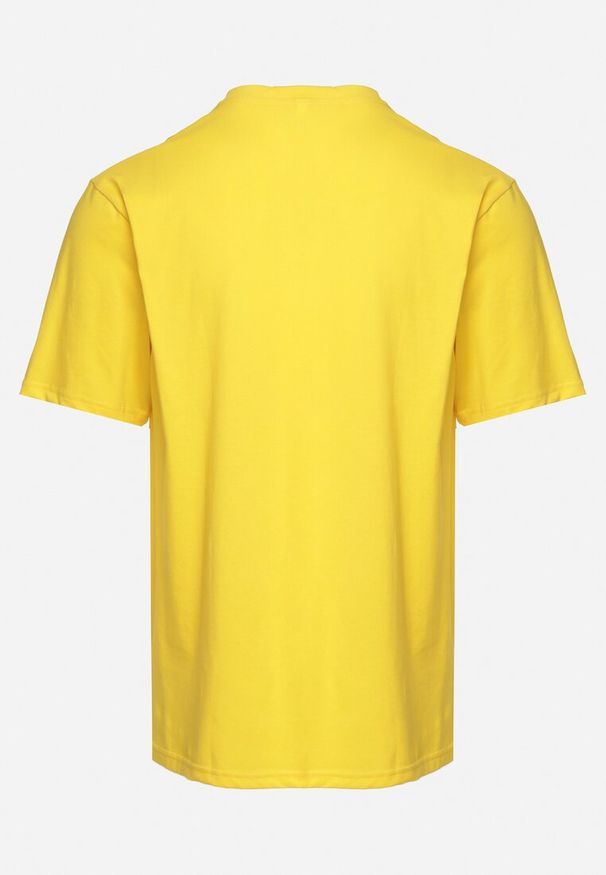 Born2be - Żółta Koszulka z Bawełny z Krótkim Rękawem Dirale. Kolor: żółty. Materiał: bawełna. Długość rękawa: krótki rękaw. Długość: krótkie