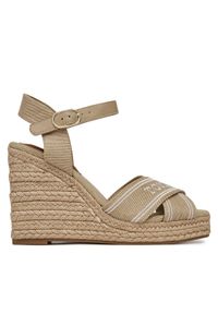 TOMMY HILFIGER - Tommy Hilfiger Espadryle Tommy Hilfiger Espad High Wedge FW0FW08668 Beżowy. Kolor: beżowy. Materiał: materiał