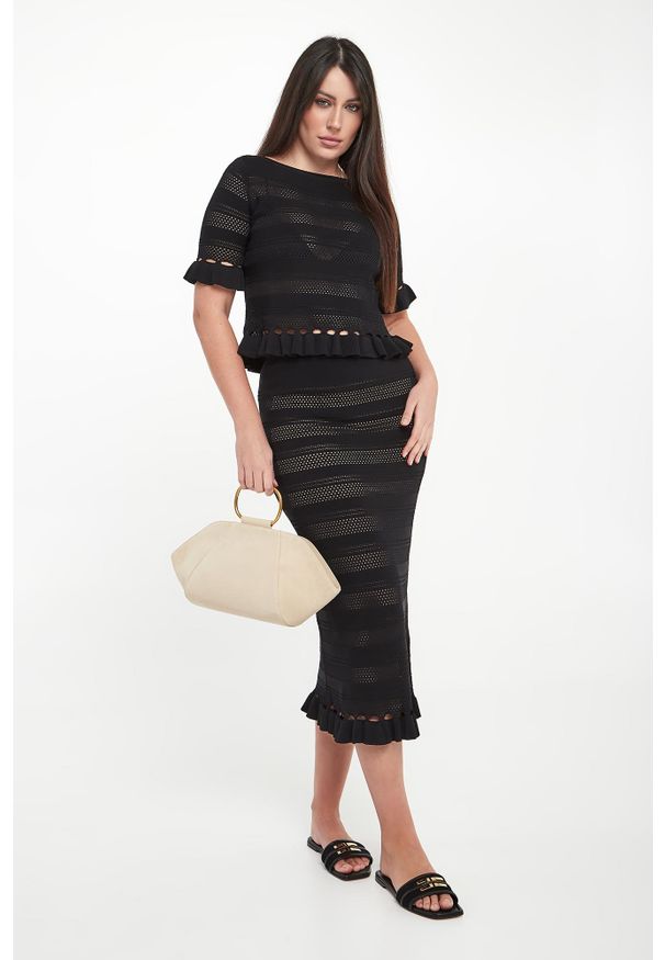 Twinset Milano - Spódnica ażurowa midi TWINSET. Wzór: ażurowy