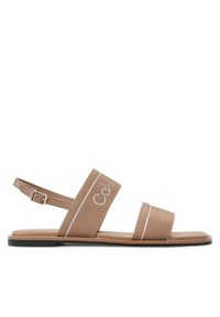 Calvin Klein Sandały Squared Flat Sandal He HW0HW01496 Brązowy. Kolor: brązowy. Materiał: materiał