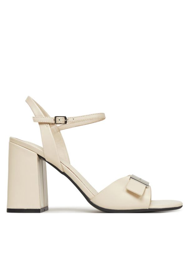 Calvin Klein Sandały Heel Sandal 85 W/Ck Hw - Lth HW0HW02485 Écru. Materiał: skóra