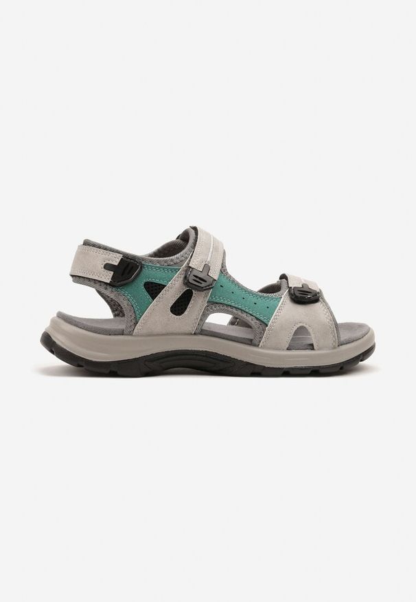 Born2be - Szare Sandały Vices Sportowe z Zapięciem na Rzepy Elliame. Okazja: na spacer. Zapięcie: rzepy. Kolor: szary. Materiał: materiał. Sezon: lato. Styl: sportowy