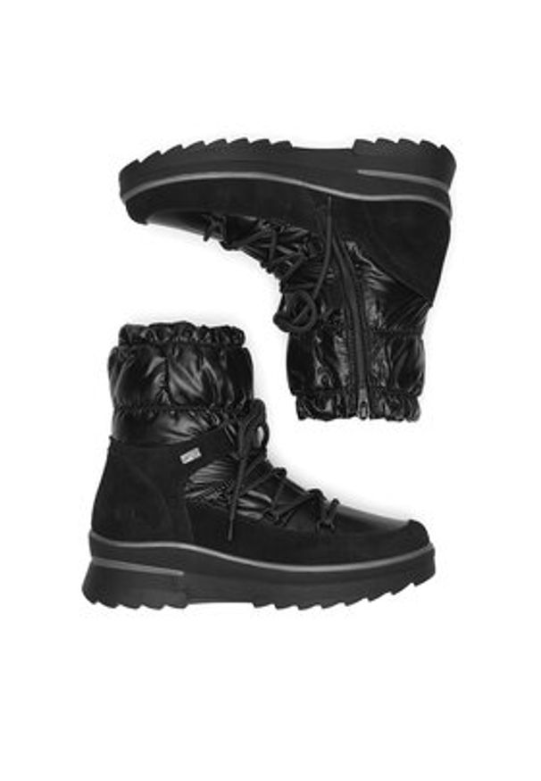 Remonte Śniegowce D2B70-02 Czarny. Kolor: czarny. Materiał: skóra, zamsz