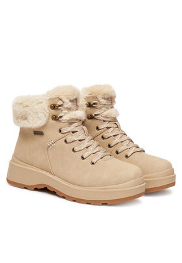 skechers - Skechers Botki Park City 168087/NAT Beżowy. Kolor: beżowy. Materiał: skóra
