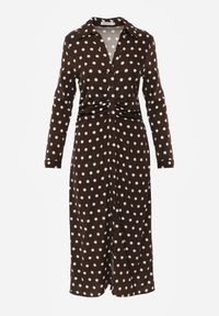 Born2be - Brązowa Wiskozowa Sukienka Koszulowa z Domieszką Lnu z Marszczeniem Besirra. Okazja: na co dzień, na spotkanie biznesowe, do pracy. Kolor: brązowy. Materiał: wiskoza, len. Typ sukienki: koszulowe. Styl: casual, biznesowy, elegancki #5