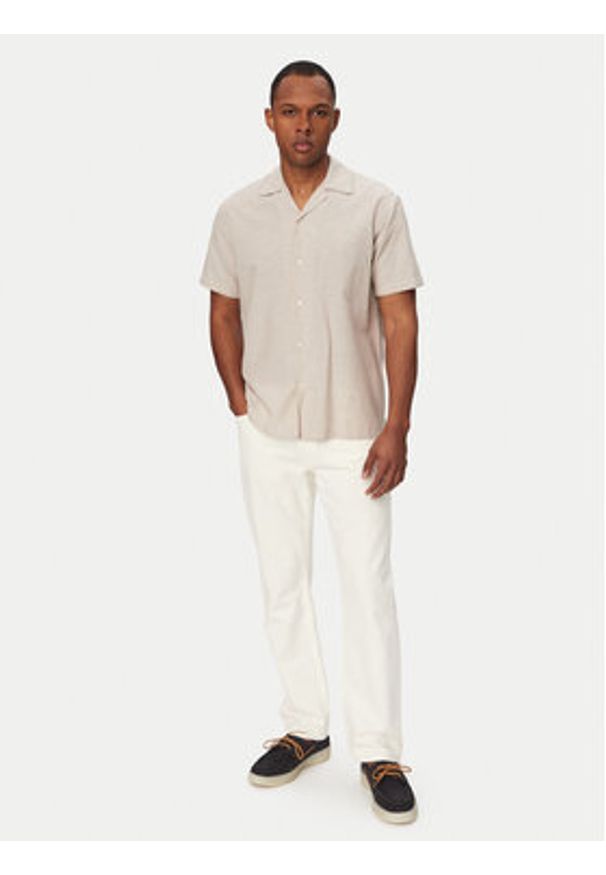 Jack & Jones Koszula Breeze 12288594 Beżowy Relaxed Fit. Kolor: beżowy. Materiał: bawełna