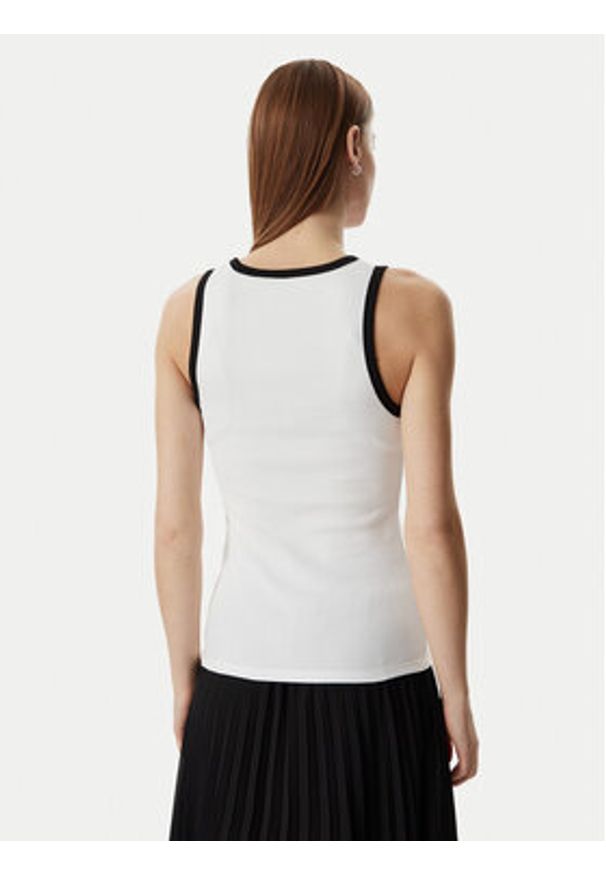 Karl Lagerfeld - KARL LAGERFELD Top B2W17003 Biały Slim Fit. Typ kołnierza: dekolt w karo. Kolor: biały. Materiał: bawełna