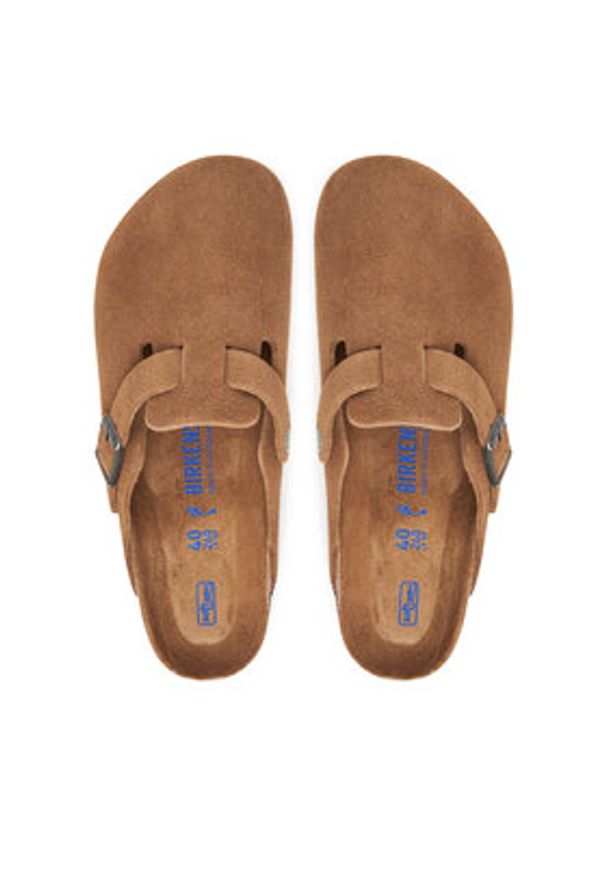 Birkenstock Klapki Boston Sfb 1030861 Brązowy. Kolor: brązowy. Materiał: zamsz, skóra