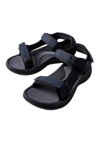 Czarne sandały na rzepy Lee Cooper LCW-23-34-1685L niebieskie. Okazja: na plażę. Zapięcie: rzepy. Kolor: niebieski. Materiał: tkanina, guma. Sezon: lato