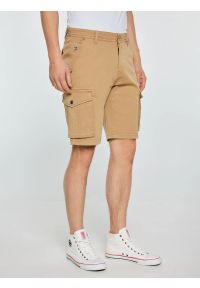 Big-Star - Szorty męskie z kieszeniami cargo beżowe Morrise 801. Okazja: na co dzień. Kolor: beżowy. Materiał: materiał, bawełna, elastan. Styl: casual, sportowy #7
