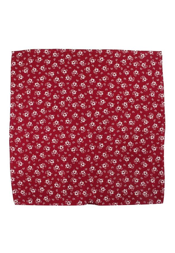 Bawełniana, Czerwona Elegancka Męska Poszetka -EM Men's Accessories- Wzór Kwiatowy. Kolor: czerwony. Materiał: bawełna. Wzór: kwiaty