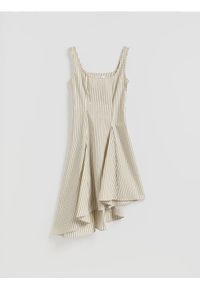 Reserved - Asymetryczna sukienka - złamana biel. Materiał: bawełna, tkanina. Typ sukienki: asymetryczne #1