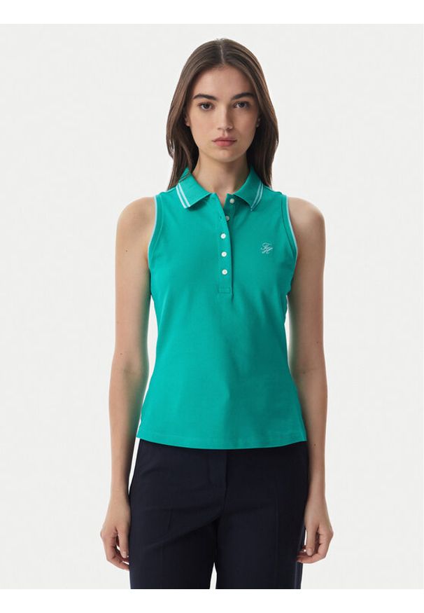 TOMMY HILFIGER - Tommy Hilfiger Polo 1985 WW0WW49561 Zielony Slim Fit. Typ kołnierza: polo. Kolor: zielony. Materiał: bawełna