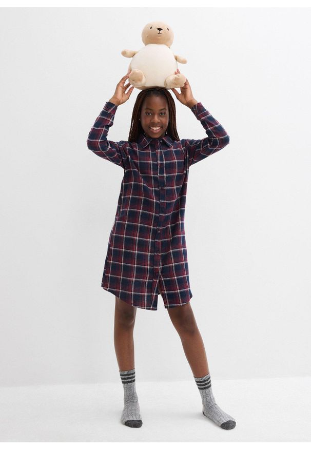 bonprix - Koszula nocna z miękkiej flaneli, z listwą guzikową. Kolor: czerwony