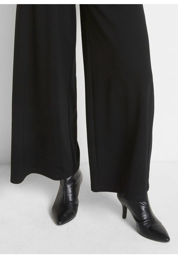 bonprix - Wygodne spodnie culotte z dzianiny punto di roma. Kolor: czarny. Materiał: dzianina. Styl: elegancki
