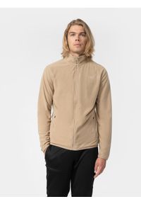 4f - Bluza trekkingowa rozpinana bez kaptura męska. Typ kołnierza: bez kaptura. Kolor: beżowy. Materiał: włókno #1