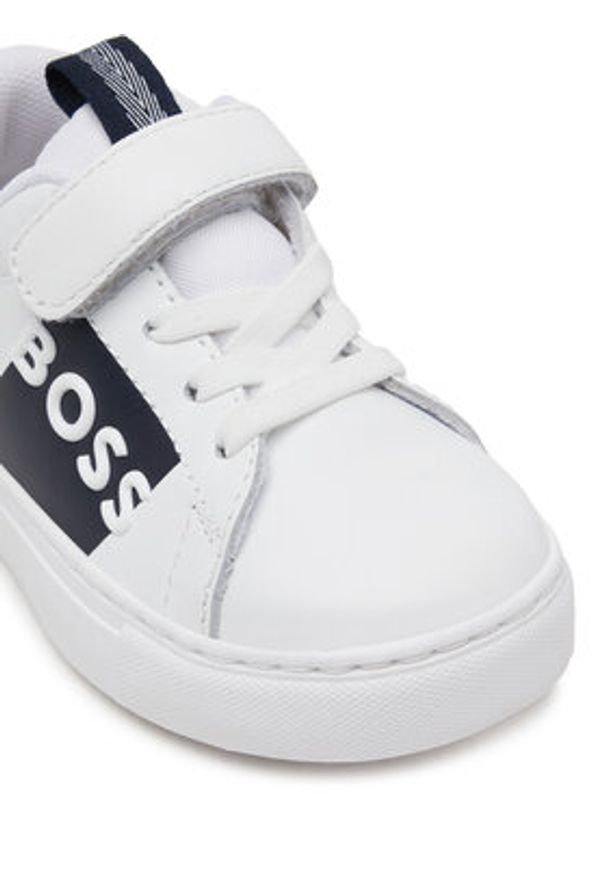 BOSS Sneakersy J52165 S Biały. Kolor: biały. Materiał: skóra