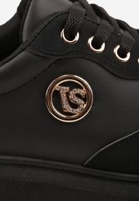 Born2be - Czarne Sneakersy VICES na Żłobionej Podeszwie Zdobione Elegancką Aplikacją Lunatea. Okazja: na co dzień. Kolor: czarny. Materiał: jeans. Wzór: aplikacja #8