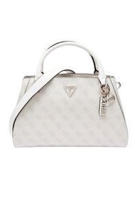 Guess - GUESS Biała logowana torebka damska Noelle II. Kolor: biały. Materiał: skórzane. Styl: elegancki, klasyczny. Rodzaj torebki: na ramię