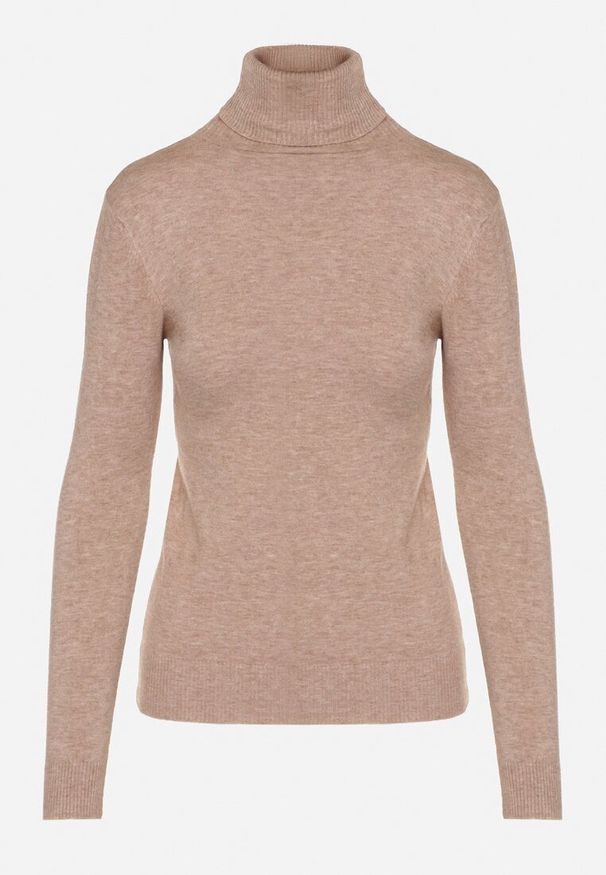 Born2be - Beżowy Klasyczny Golf z Bawełną Reilisea. Okazja: na co dzień. Typ kołnierza: golf. Kolor: beżowy. Materiał: bawełna. Styl: klasyczny