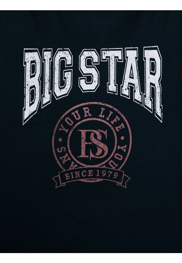 Big-Star - Koszulka chłopięca z nadrukiem granatowa Mauter 403. Okazja: na co dzień. Kolor: niebieski. Materiał: dzianina, jeans. Wzór: nadruk. Styl: casual, klasyczny, młodzieżowy