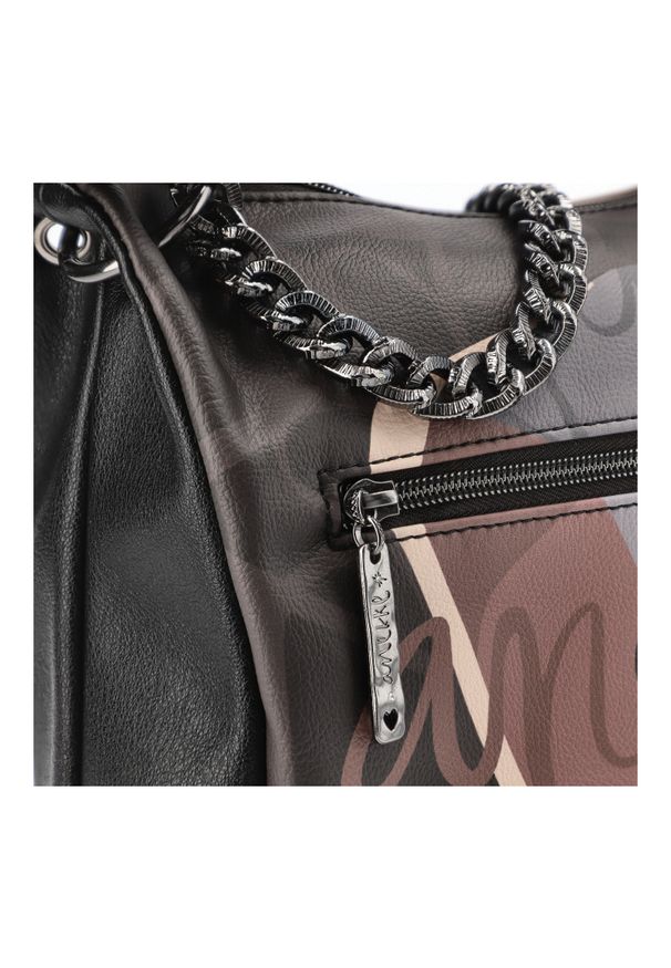 Brązowa Torebka Anekke Elegancka Listonoszka Damska. Kolor: brązowy. Wzór: nadruk. Styl: elegancki