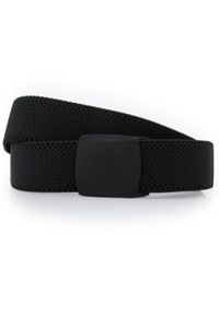 Modini - Czarny elastyczny pasek do spodni z czarną klamrą PT15. Kolor: czarny. Materiał: guma #1