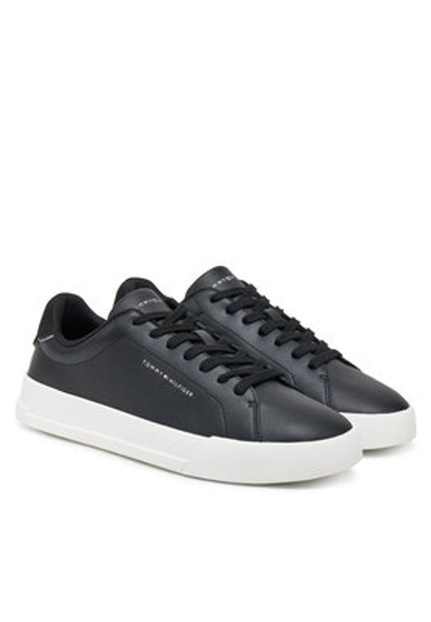 TOMMY HILFIGER - Tommy Hilfiger Sneakersy Th Court Lth Detail Ess FM0FM05367 Czarny. Kolor: czarny. Materiał: skóra
