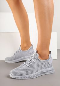 Renee - Szare Elastyczne Buty Sportowe Sneakersy Nuriane. Okazja: na co dzień. Kolor: szary. Materiał: jeans #1