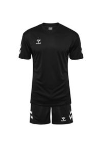 Zestaw koszulka + szorty Hummel Logo. Kolor: czarny. Materiał: dresówka. Sport: piłka nożna #1