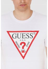 Guess - GUESS T-shirt męski biały z dużym logo. Kolor: biały #5
