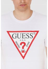 Guess - GUESS T-shirt męski biały z dużym logo. Kolor: biały #4