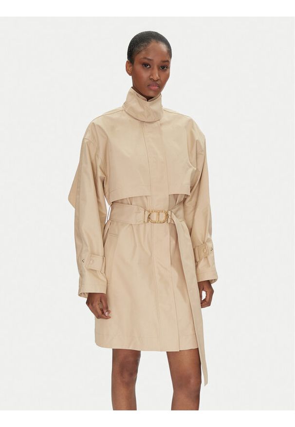 TwinSet - TWINSET Trencz 251TP2661 Beżowy Loose Fit. Kolor: beżowy. Materiał: bawełna, syntetyk