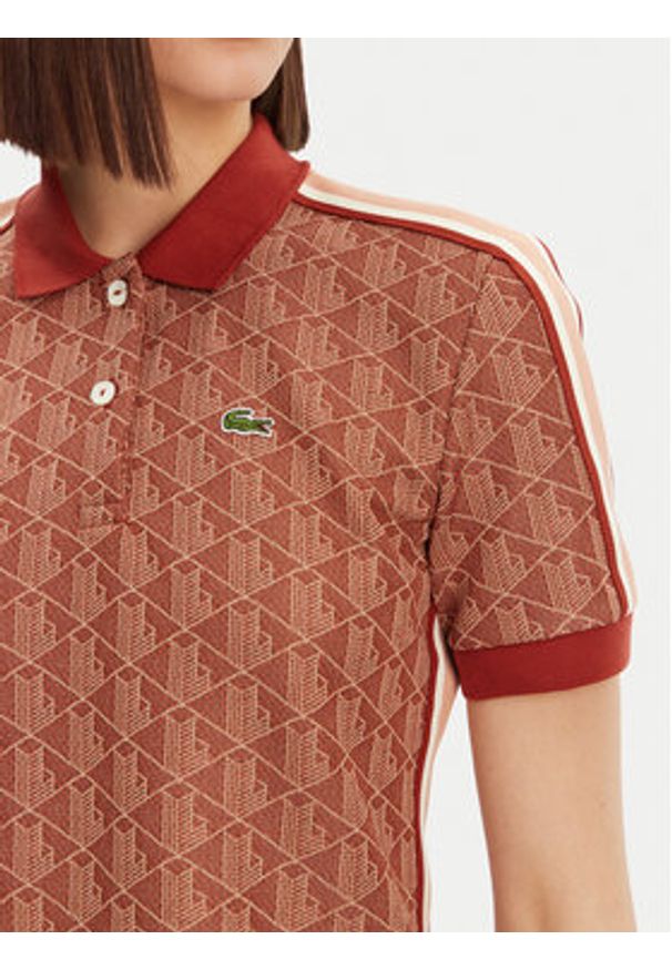 Lacoste Polo DF3364 Brązowy Slim Fit. Typ kołnierza: polo. Kolor: brązowy. Materiał: syntetyk, bawełna
