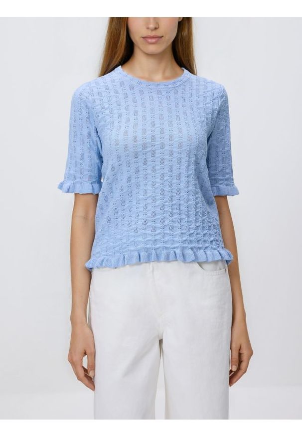 Reserved - Sweter z wiskozą - jasnoniebieski. Kolor: niebieski. Materiał: wiskoza