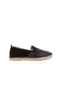 Espadryle Bayla-115 107601 Serraje Negro, Czarny, Skóra naturalna - 39. Okazja: na co dzień. Kolor: czarny. Materiał: skóra. Wzór: aplikacja. Styl: casual #1