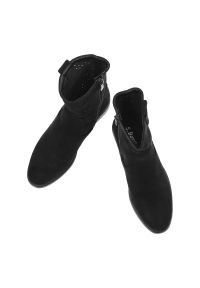 Czarne Botki S.Barski Stylowe Ażurowe Obuwie Damskie. Okazja: na co dzień. Kolor: czarny. Materiał: materiał. Wzór: ażurowy. Obcas: na obcasie. Styl: elegancki. Wysokość obcasa: niski #4