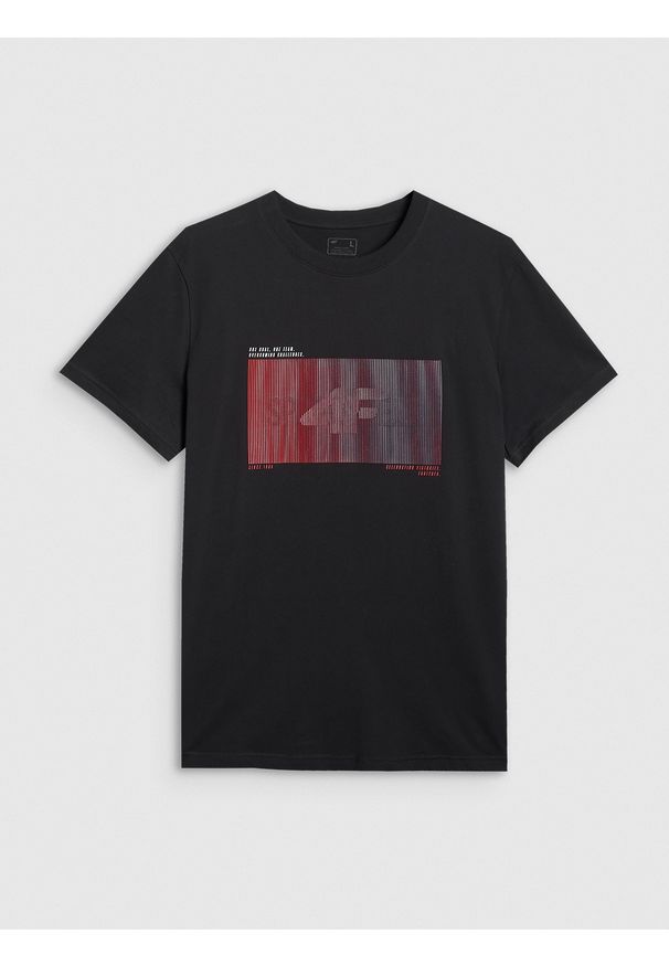 4f - 4F T-shirt regular z nadrukiem męski - czarny XXL. Okazja: na co dzień. Kolor: czarny. Materiał: tkanina, bawełna. Wzór: nadruk. Styl: casual